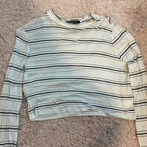 Cropped long sleeve striped shirt